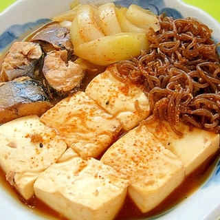 豆腐とサバ缶のすき焼き風煮